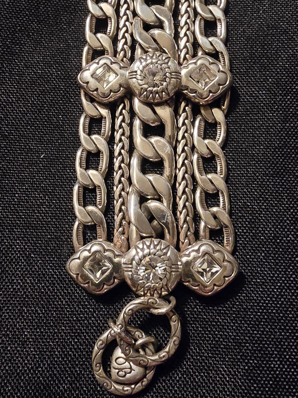 RETIRED VINTAGE Brighton Fortino multistrand rhinestone chain bracelet - Picture 2 of 4
